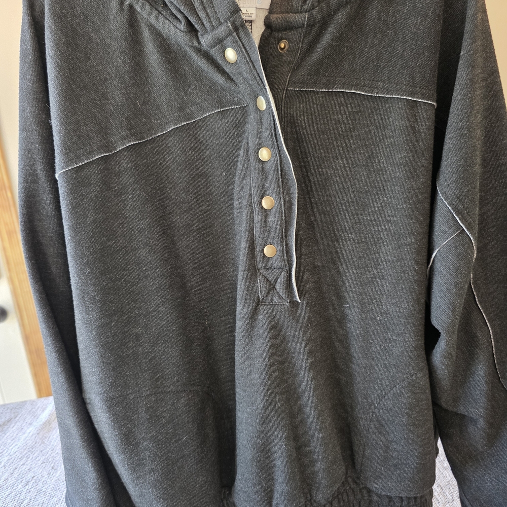 Johnny Was "Calme" Charcoal Gray Ladies Hoodie Shirt